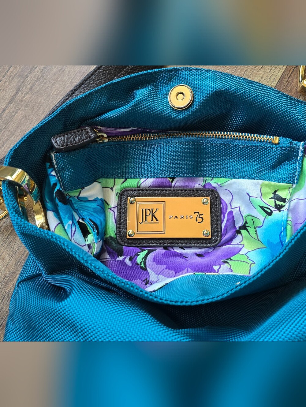 JPK Paris 75 Teal Nylon Buckett Bag - Picture 5 of 7